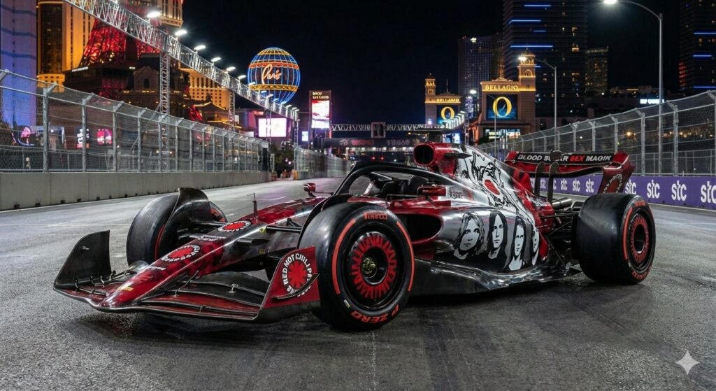 Las Vegas F1 Rock Takeover: Red Hot Chillie Peppers F1 car