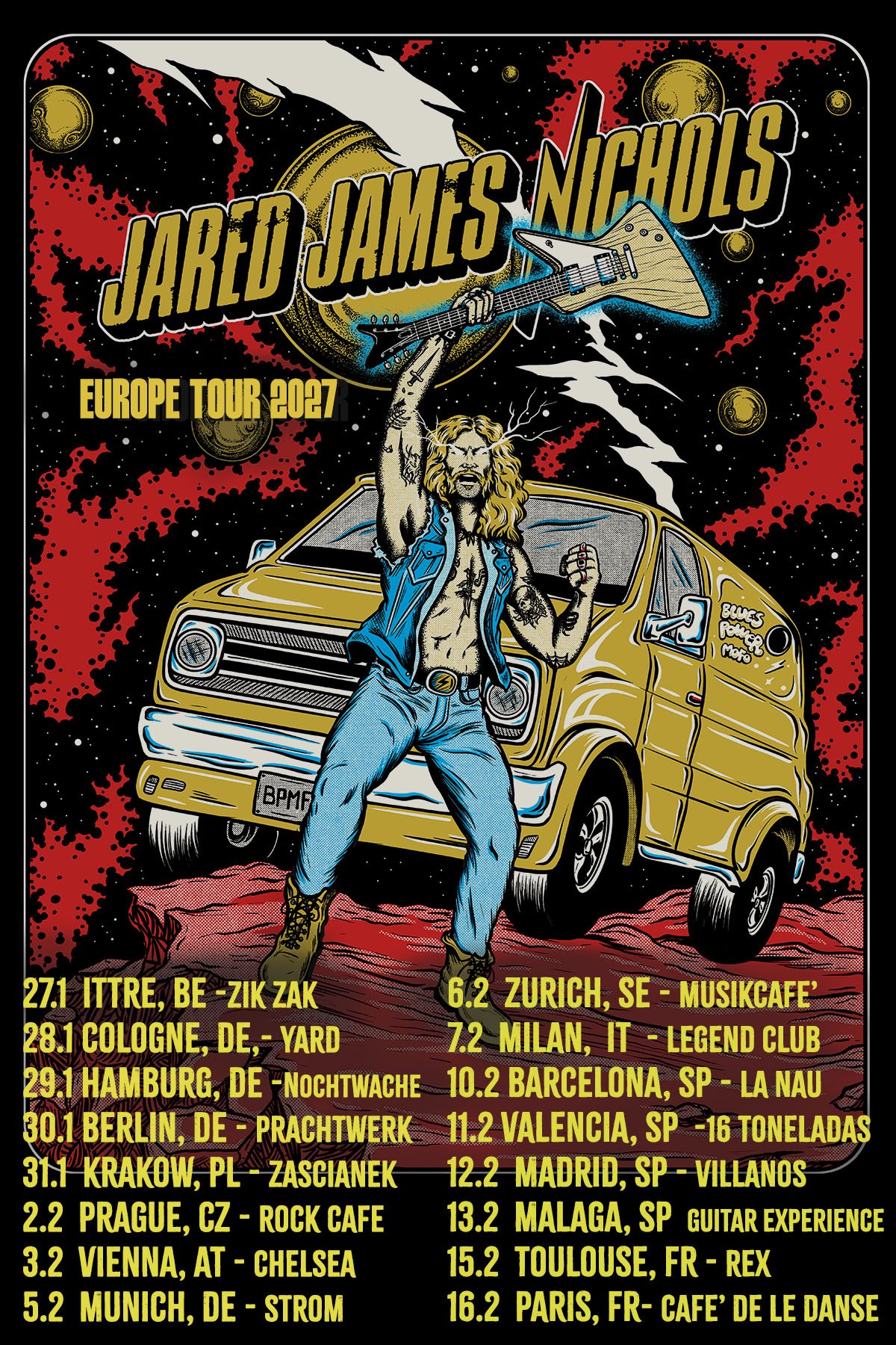 Jared James Nichols Europe Tour 2027 poster with all dates